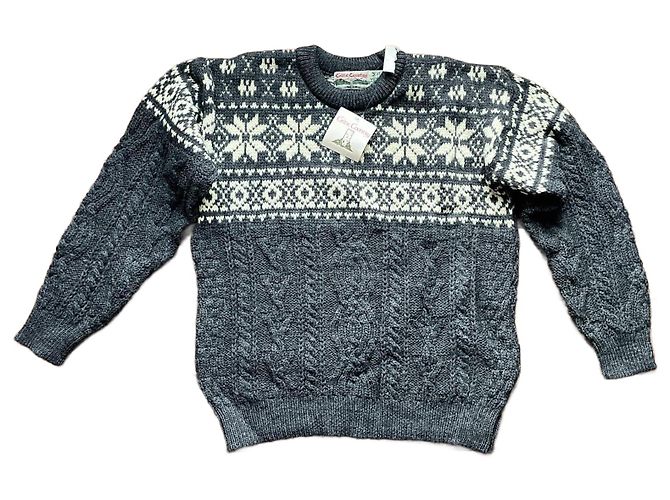 Autre Marque Pull Jacquard Celtic Country White Grey Dark grey