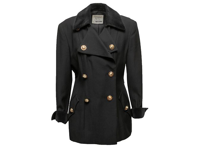 Black Moschino Cheap and Chic Wool Double-Breasted Coat Size US S/M