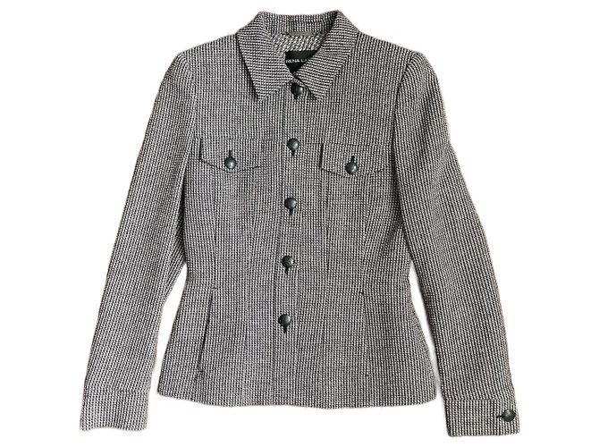 Rena Lange Wolljacke mit geometrischem Muster Schwarz Rot Weiß Größe 36