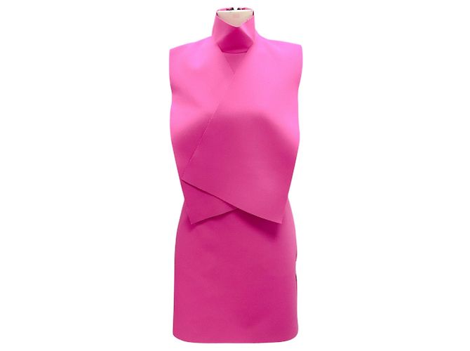 Mini-Kleid in Hot Pink mit Schleifenkragen MSGM
