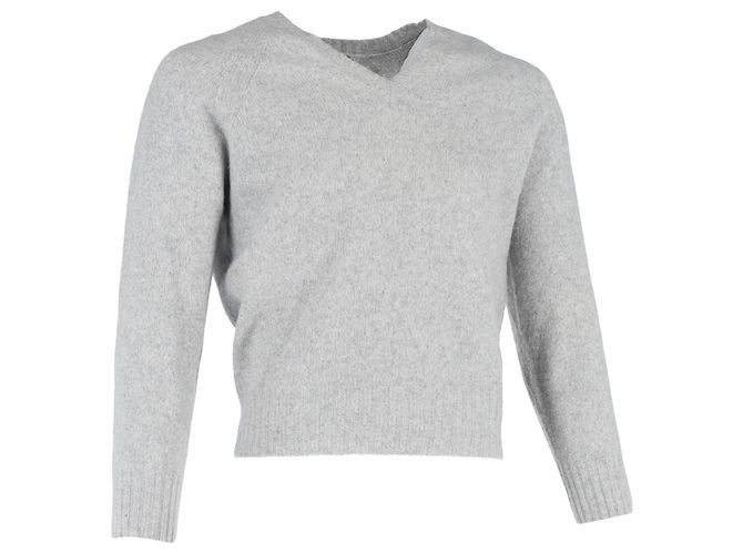 Gestrickter V-Ausschnitt Pullover aus grauer Kaschmirwolle von Tom Ford