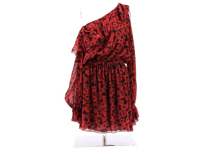 SAINT LAURENT Kleider T.FR 38 Seide Rot