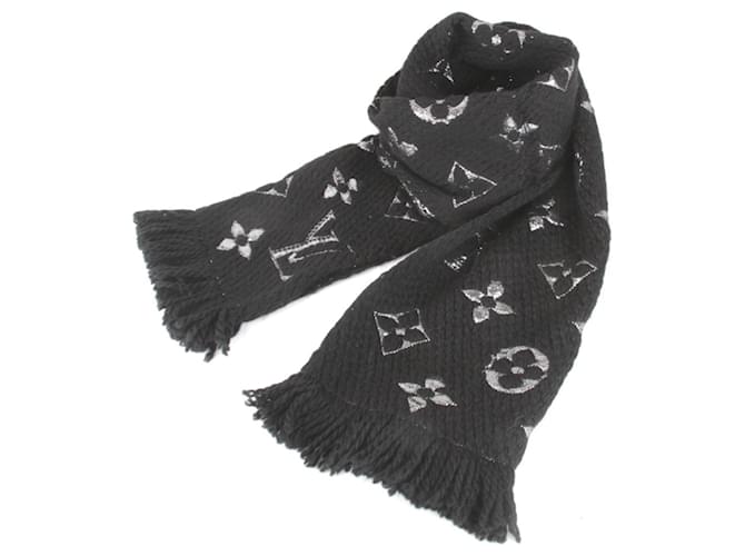 Louis Vuitton Echarpe Mania Shine Scarf Black Silk Wool  ref.1963283