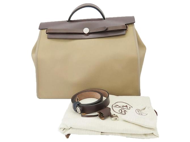 Hermès Hermes Aile Bag Zip Canvas Leather Tote Grey Cloth  ref.1963900