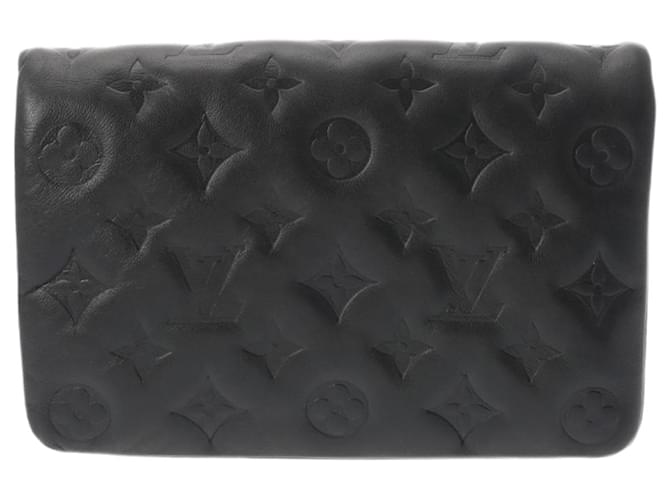 Coussin Louis Vuitton Preto Couro  ref.1964469