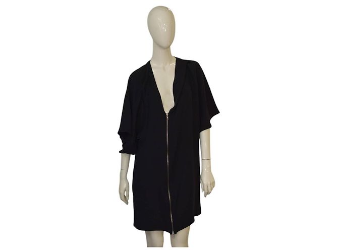 Abito mini in seta nera Chloé con zip frontale Nero