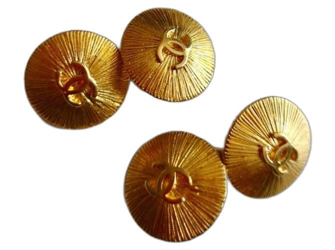 Gemelli vintage Chanel CC placcati oro D'oro
