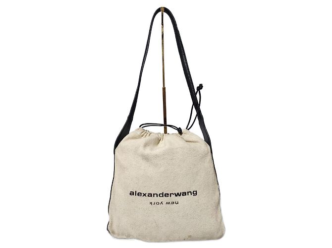 Bolsa de ombro de lona Alexander Wang creme/preto Cru
