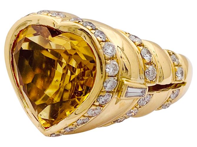 Anillo Repossi 'Corazón' en oro amarillo, diamantes, citrino.