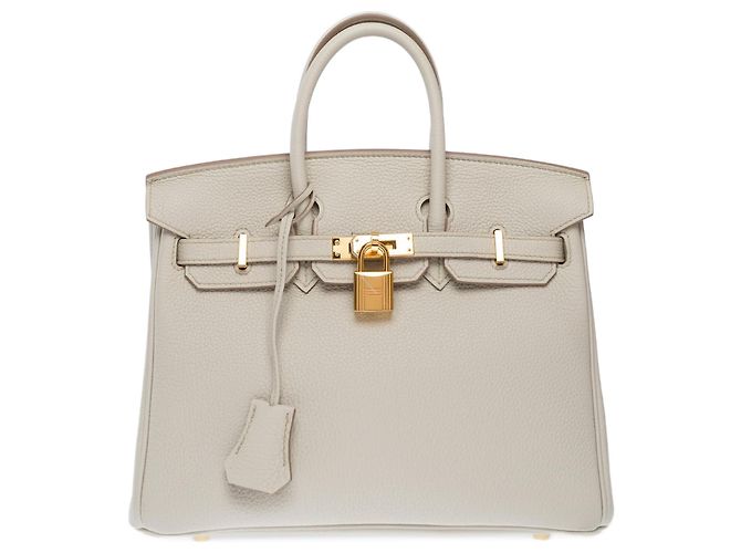 Hermès HERMES Birkin 25 Bag in Gray Leather - 102381 Grey