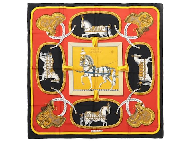 Hermès Carré 90 "GRAND APPARAT" 100% Silk Scarf Red  ref.1965108