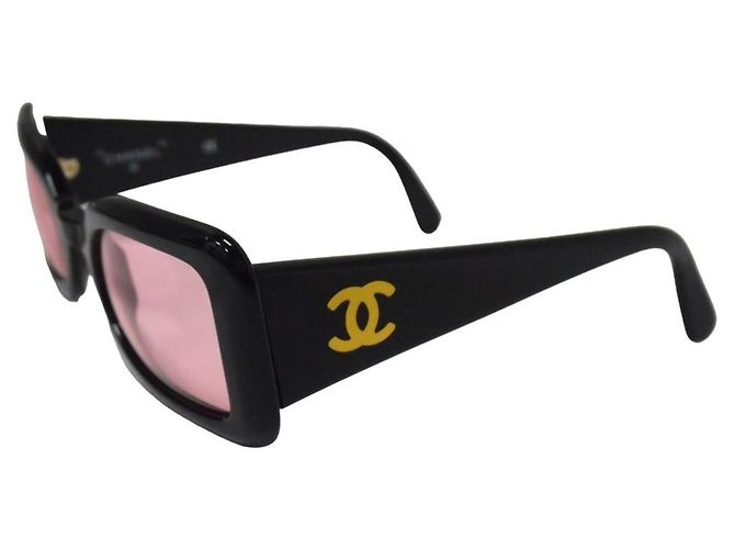 Occhiali da sole tinti Chanel Nero Oro Logo Rosa Rosso 05977 D'oro
