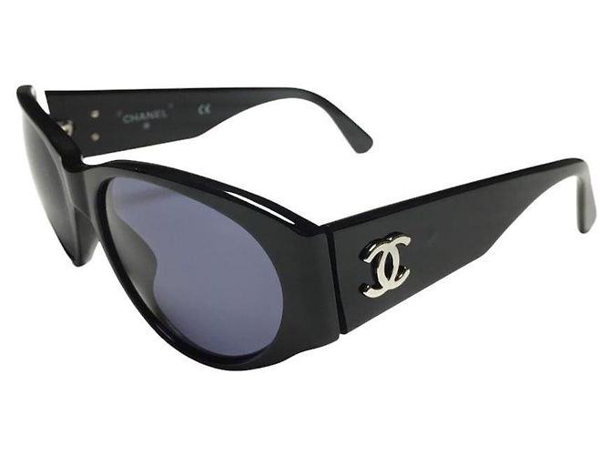 Occhiali da sole Chanel Nero Argento Logo CC 06917