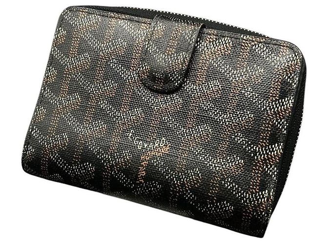 Portafoglio Tuileries bi-fold in pelle nera con monogramma Goyard e zip Nero