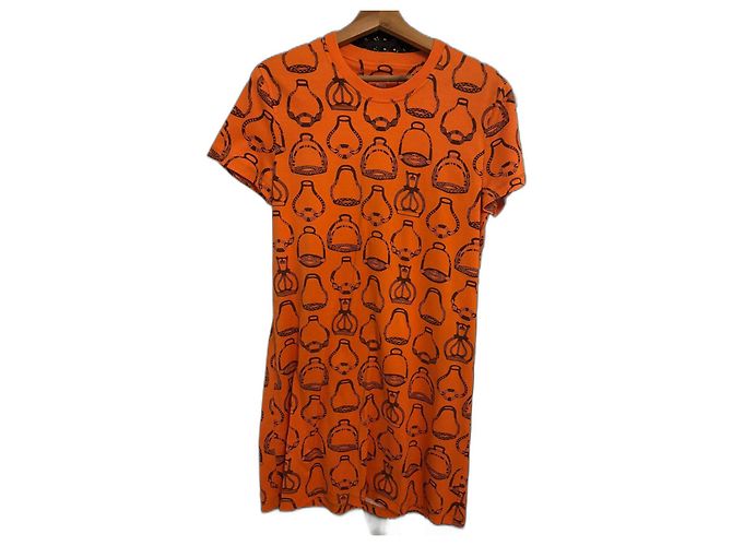 Vestido Hermès de algodón naranja
