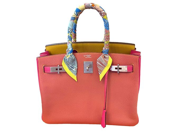 Autre Marque Borsa Hermès Birkin 30 in pelle Cherve Rosy Lime Multicolore