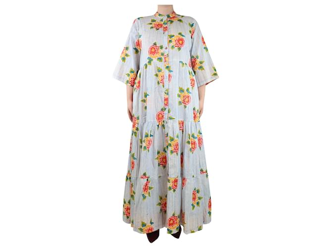 Autre Marque Blue floral printed maxi dress - size L Cotton  ref.1965653