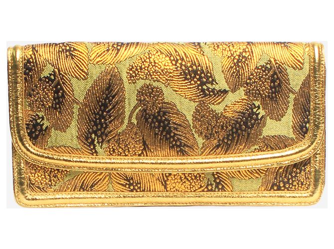 Dries Van Noten Clutch in jacquard floreale verde e oro
