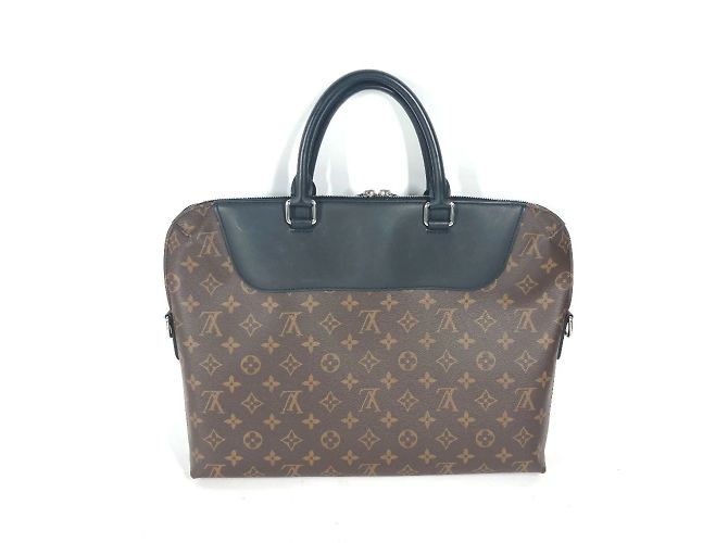 Sac Porte Document Jour Monogram Macassar Louis Vuitton Marron Noir
