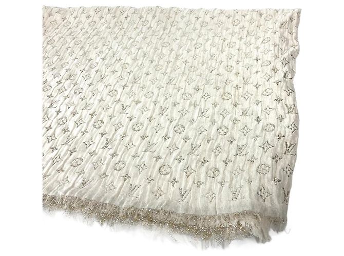 Sciarpa Louis Vuitton Monogram Lame Etoile D'oro Crudo