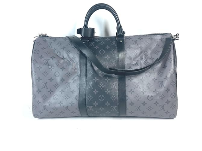 Louis Vuitton Monogram Eclipse Reverse Keepall Bandouliere 50 Bag Brown Black Cloth  ref.1965693
