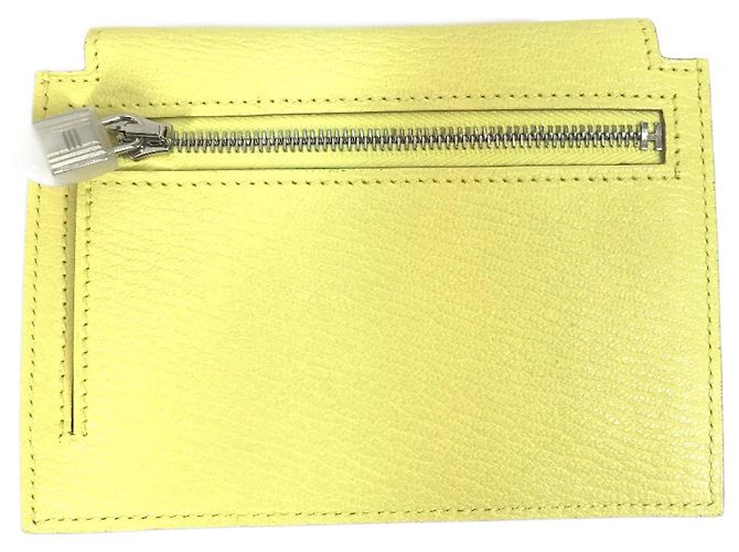 Hermès Hermes Yellow Chevre Leather Coin Purse