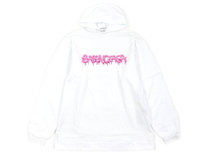 Balenciaga Baumwoll-Pullover mit grafischem Logo in Übergröße XS Weiß