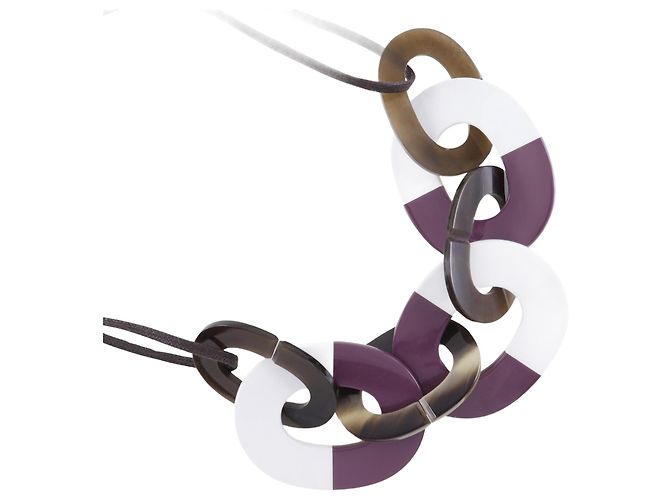 Hermès Collier en corne de buffle laqué Hermes Marron 