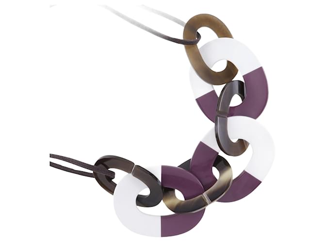 Hermès Colar de chifre de búfalo laqueado Hermes Marrom 