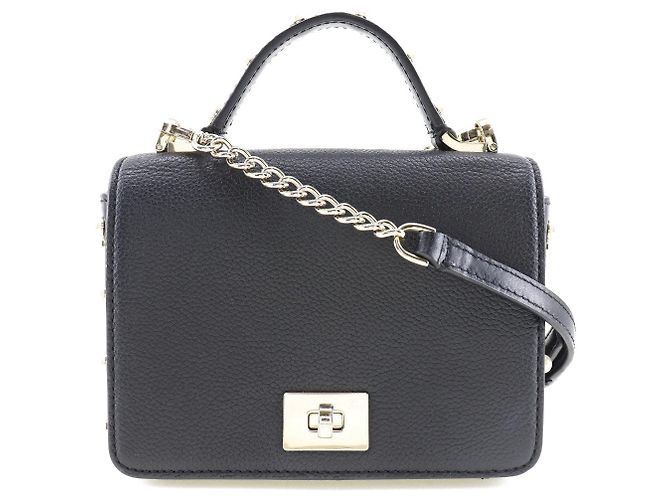 Bolsa de ombro 2WAY em couro com pérolas falsas Kate Spade Preto