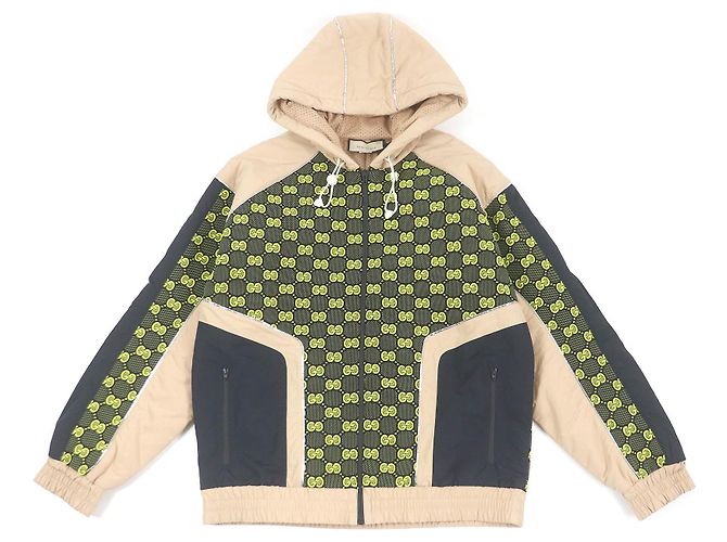 Gucci Nylon GG Zip Hoodie Jacke Beige M