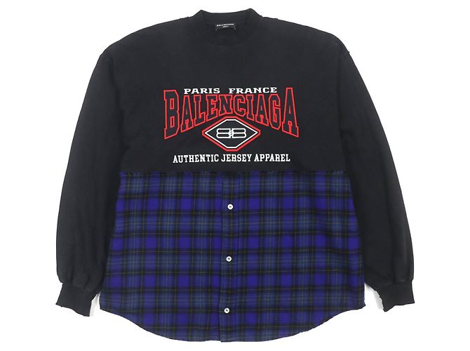 Camiseta de algodão estampada xadrez desgastada Balenciaga L