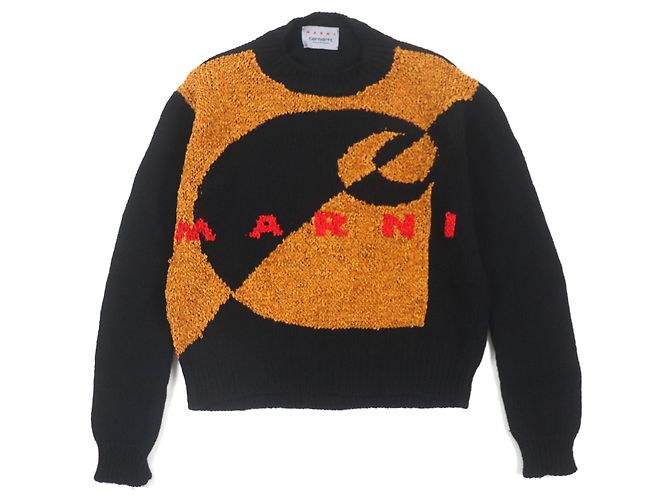 Autre Marque MARNI×CARHARTT Suéter de lã e seda com logo preto