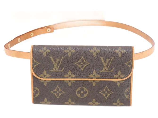 Louis Vuitton Monogram Pochette Florentine Waist Bag Brown Leather Cloth  ref.1967022