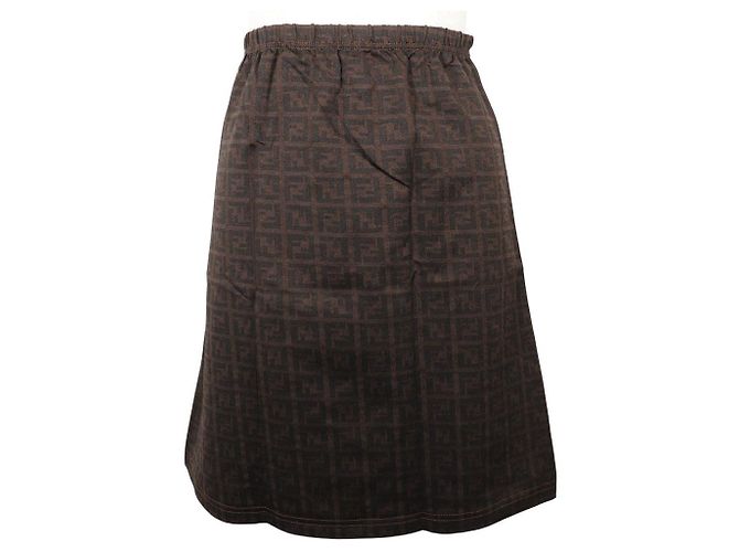 Saia Mini de Nylon Zucca Fendi Marrom