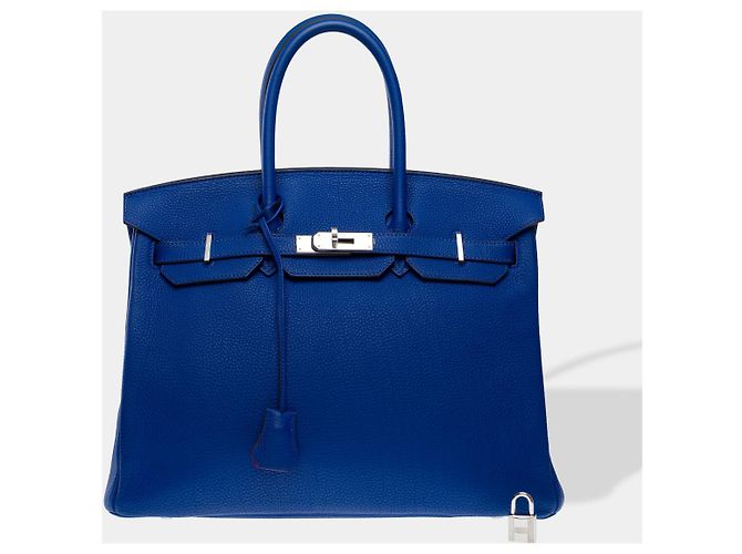 Hermès HERMES Birkin 35 Bag in Blue Leather - 102412