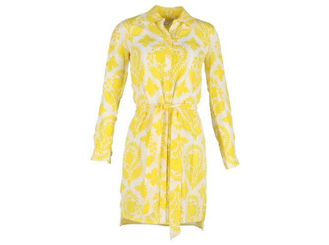 Abito camicia stampato Vera in seta gialla di Diane Von Furstenberg
