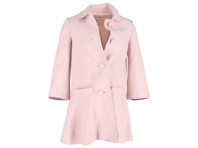 Casaco com barra godê Red Valentino em lã rosa