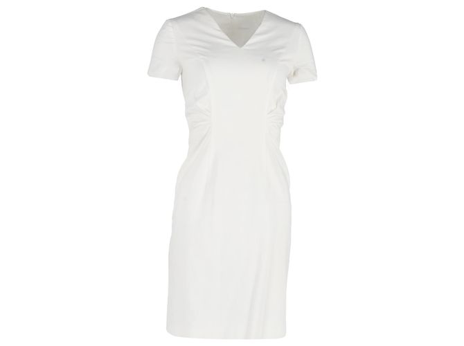 Hugo Boss Robe fourreau à col en V Boss en viscose blanche