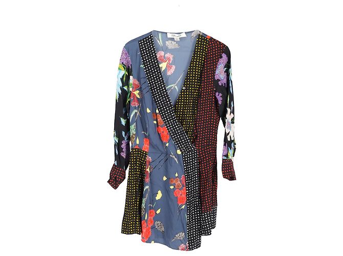 Abito Mini Patchwork in Seta Multicolore di Diane von Furstenberg