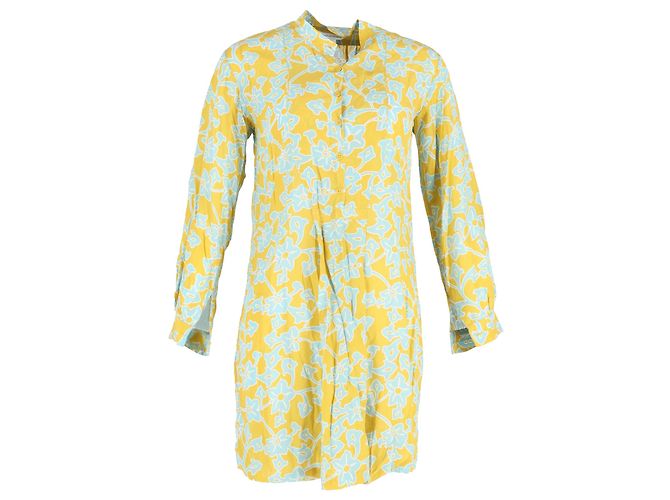 Abito camicia floreale Diane von Furstenberg in cotone giallo