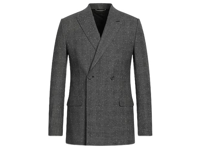 DIOR Jaqueta cinza xadrez cruzada tom sobre tom Estado novo 52 Cinza antracite