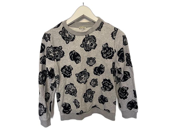 Pull Kenzo Fille en Coton Gris Bleu Marine 12 Ans