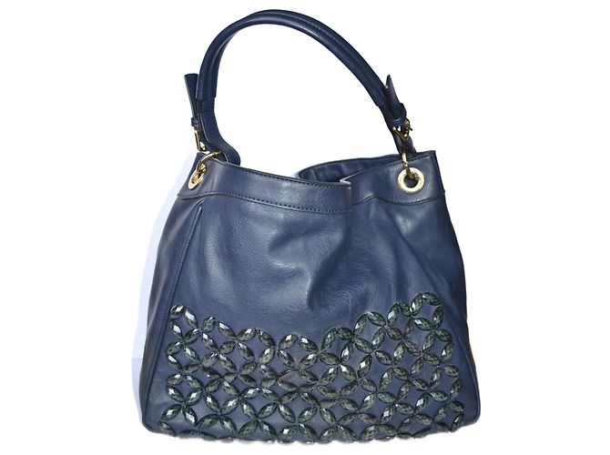 Borsa a spalla Ermanno Scervino blu in pelle vegana