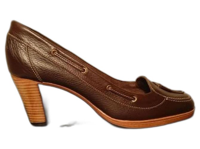 Paraboot Chocolate Leather Pumps Size 38