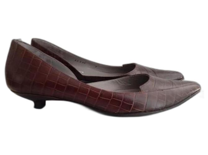 Charles Jourdan Leder Mini Absatzschuhe Schokolade