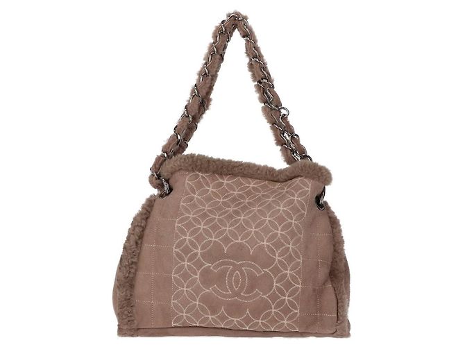Chanel Beiger Schafsleder-Logo-Beutel - 2000er
