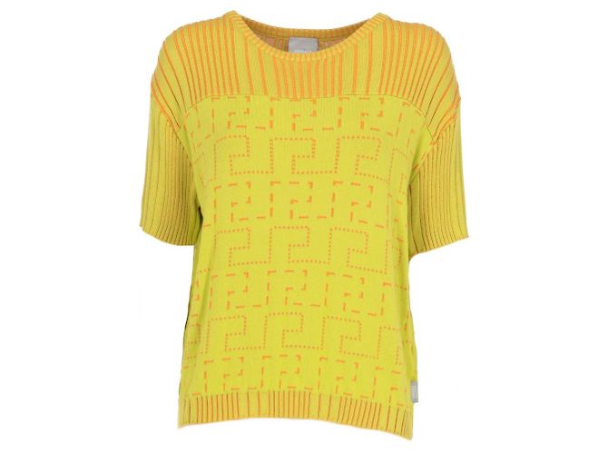 Versace Yellow Knitted Top - 2000s