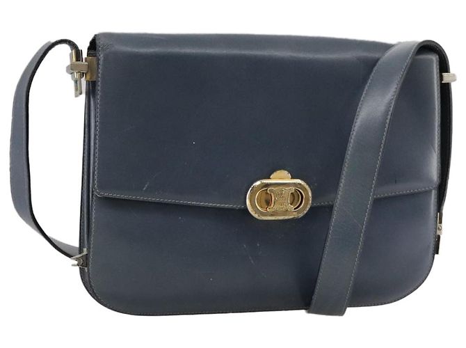 Céline Borsa a spalla CELINE in pelle blu Auth 105737