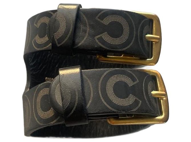 Bracciale Manchette Chanel Pelle Nera Nero